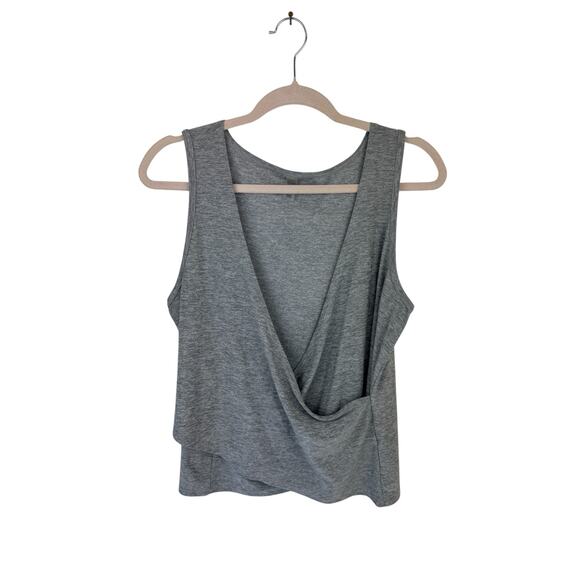 Beyond Yoga Gray Plunge V-Neck Sleeveless Gray Jersey Tank Top Womens Sz L - Picture 2 of 6